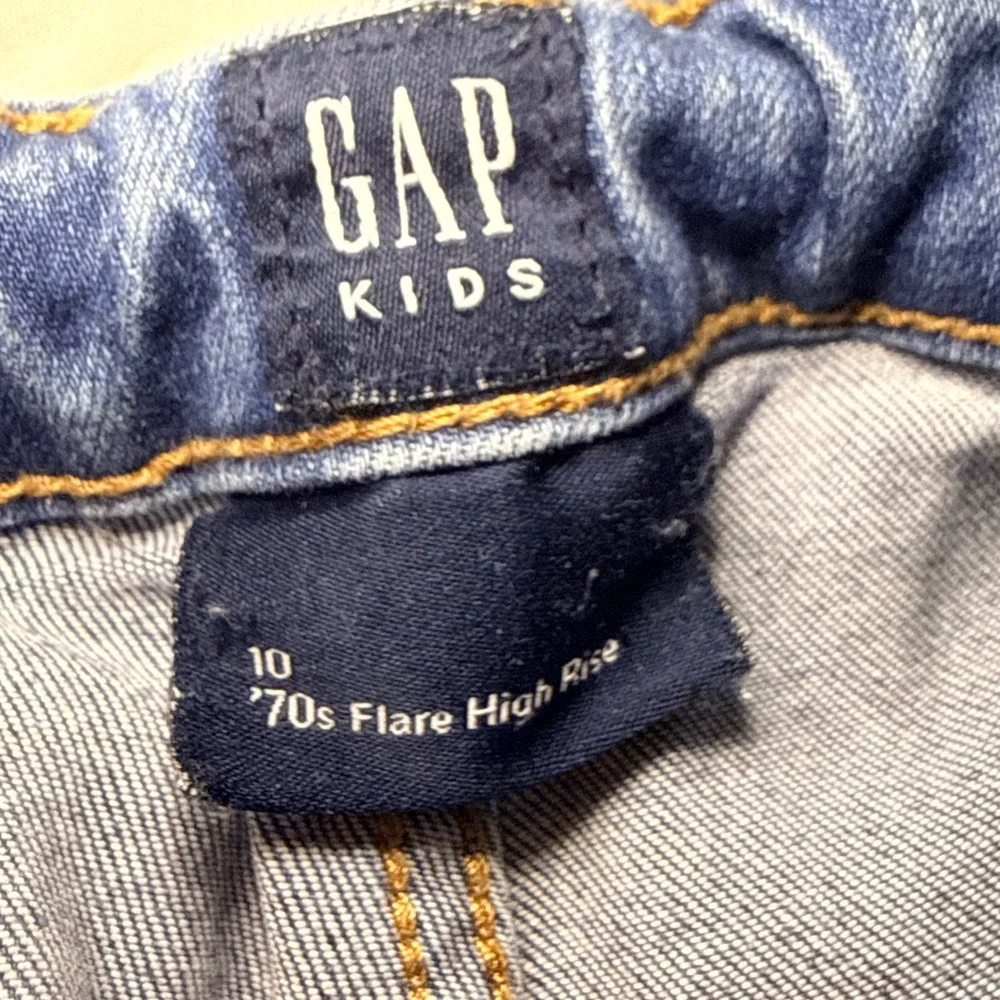 Gap Kids 70s Flare High Rise Cargo Jeans Medium Wash Blue Denim Size 10